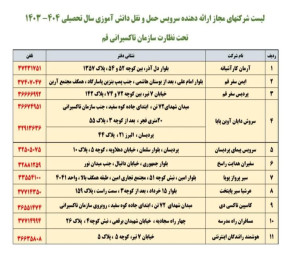 شرکت‌های حمل‌ونقل مجاز سرویس مدارس قم مشخص شدند+جدول